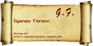 Gyenes Ferenc névjegykártya
